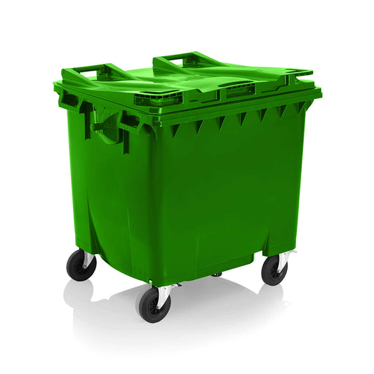  Express Wheelie Bin 1100L Litre Green Large Business Biffa Waste Rubbish Recycle