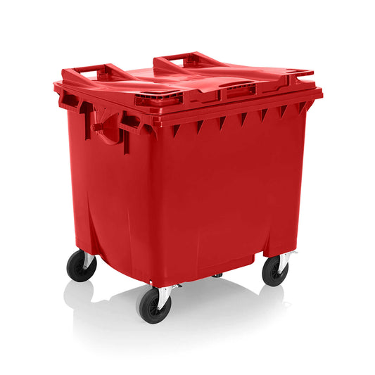 Express Wheelie Bin 1100L Litre Red Large Business Biffa Waste Rubbish Recycle