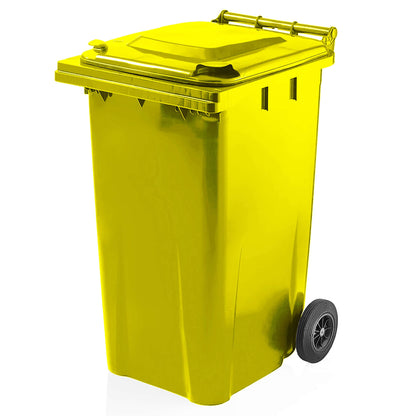 Express Wheelie Bin 240L Litre Yellow Small Medium Large Council Replacement Chemical Hazardous Waste Rubbish Recycle