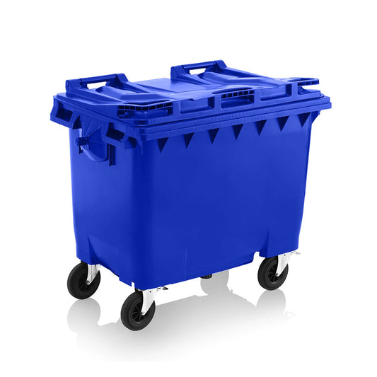 Express Wheelie Bin 660L Litre Blue Large Business Commercial Waste Biffa Skip Rubbish Recycle