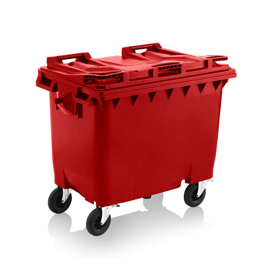 Express Wheelie Bin 660L Litre Red Large Business Commercial Biffa Outdoor Waste Skip Rubbish Recycle