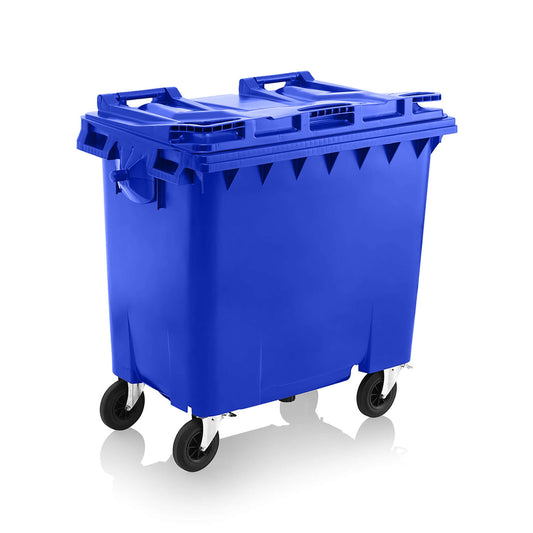 Express Wheelie Bin 770L Litre Blue Large Business Commercial Biffa Outdoor Waste Skip Rubbish Recycle