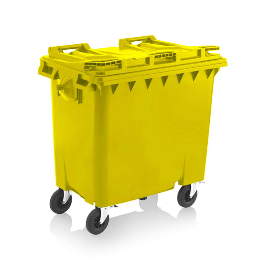 Express Wheelie Bin 770L Litre Yellow Large Business Commercial Biffa Outdoor Chemical Hazardous Waste Skip Rubbish Recycle