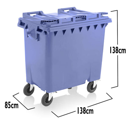 Express Wheelie Bin 660L Litre Black Grey Large Business Commercial Waste Skip Rubbish Recycle Dimensions