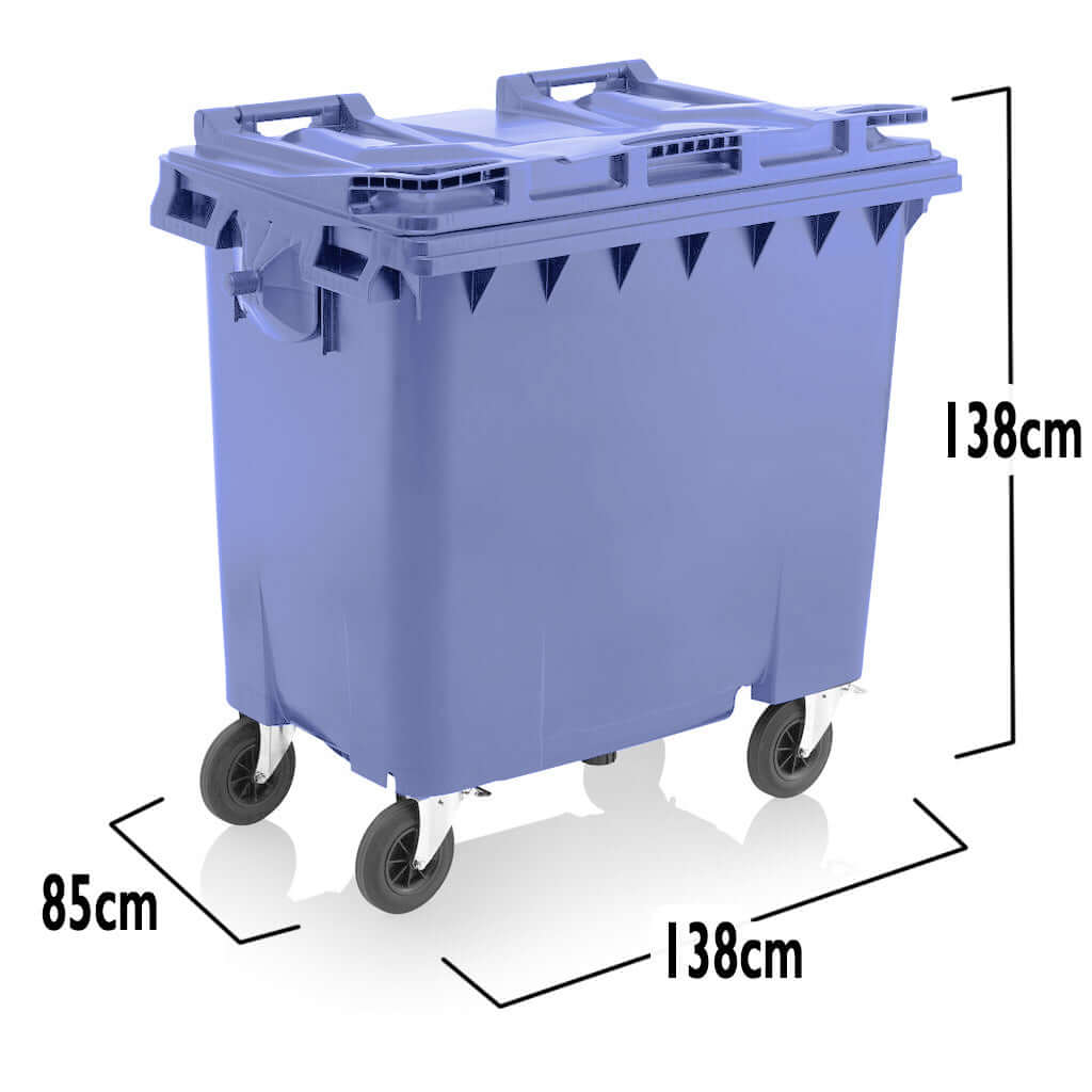 Express Wheelie Bin 660L Litre Red Large Business Commercial Biffa Outdoor Waste Skip Rubbish Recycle Dimensions